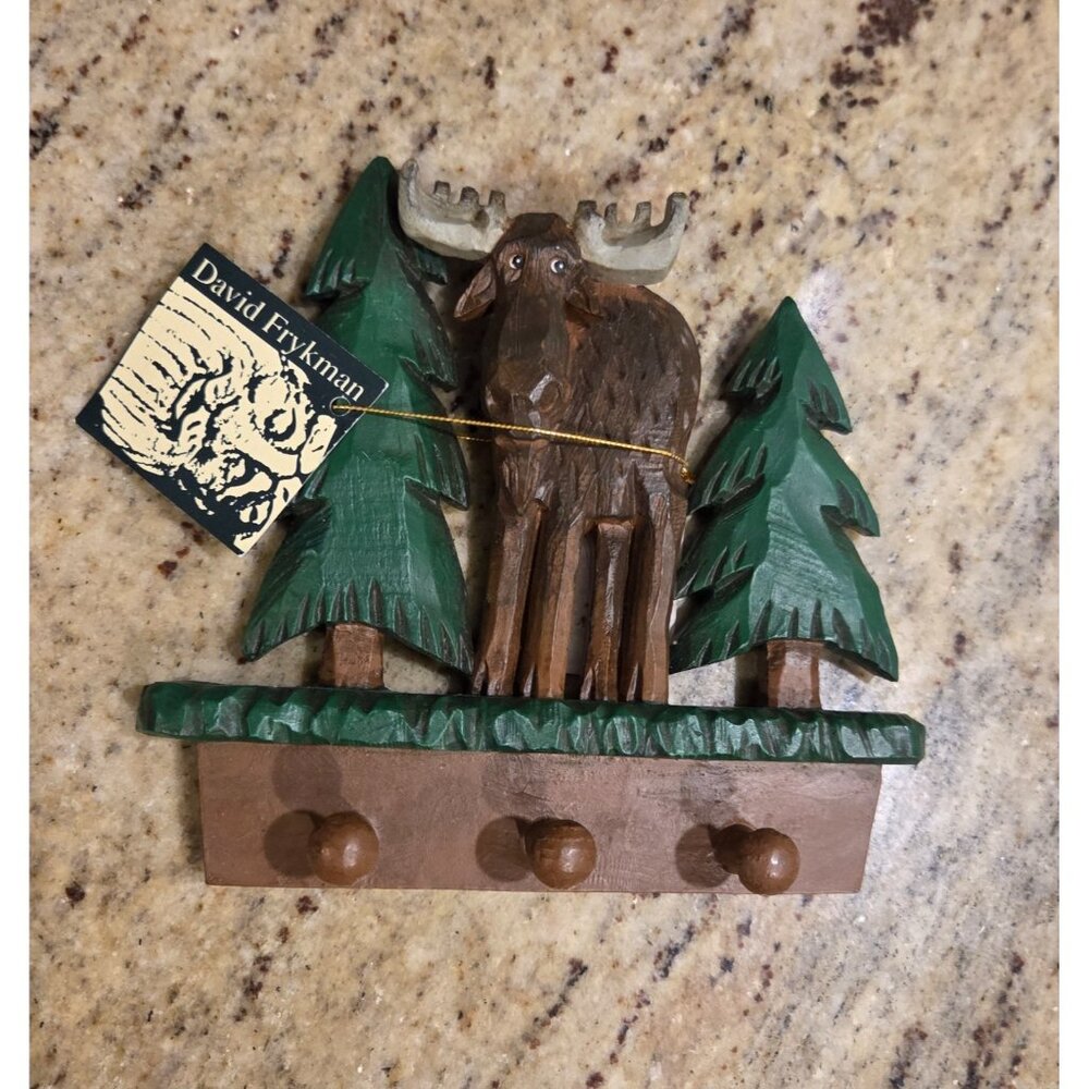 New! David Frykman Marvin the Moose Key Rack 2002 Conye Wall Hanging Christmas
